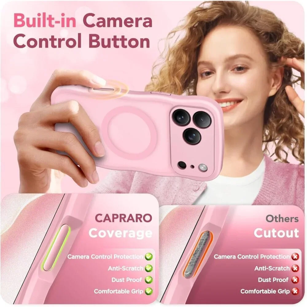 Women Peach Pink Iphone 17 Pro Max Case Full Camera Protection Mag Safe